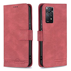 Custodia Portafoglio In Pelle Cover con Supporto B05F per Xiaomi Redmi Note 11 Pro 5G Rosso