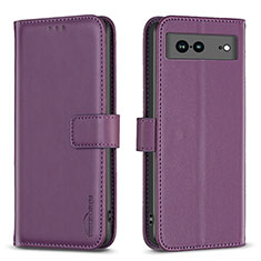 Custodia Portafoglio In Pelle Cover con Supporto B06F per Google Pixel 7a 5G Viola