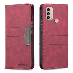 Custodia Portafoglio In Pelle Cover con Supporto B06F per Motorola Moto E20 Rosso