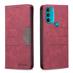 Custodia Portafoglio In Pelle Cover con Supporto B06F per Motorola Moto G71 5G Rosso