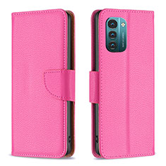 Custodia Portafoglio In Pelle Cover con Supporto B06F per Nokia G11 Rosa Caldo