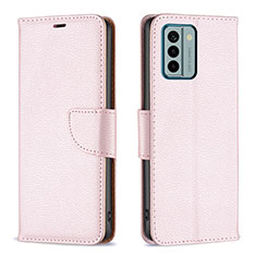 Custodia Portafoglio In Pelle Cover con Supporto B06F per Nokia G22 Oro Rosa