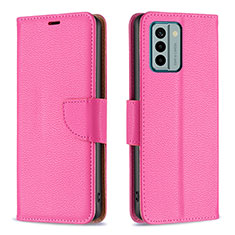 Custodia Portafoglio In Pelle Cover con Supporto B06F per Nokia G22 Rosa Caldo