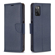 Custodia Portafoglio In Pelle Cover con Supporto B06F per Samsung Galaxy A03s Blu