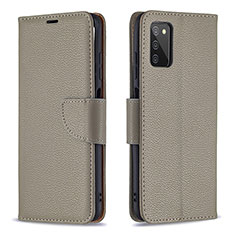 Custodia Portafoglio In Pelle Cover con Supporto B06F per Samsung Galaxy A03s Grigio