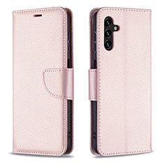 Custodia Portafoglio In Pelle Cover con Supporto B06F per Samsung Galaxy A04s Oro Rosa