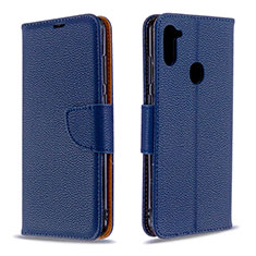 Custodia Portafoglio In Pelle Cover con Supporto B06F per Samsung Galaxy A11 Blu