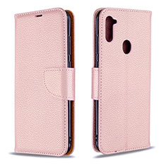 Custodia Portafoglio In Pelle Cover con Supporto B06F per Samsung Galaxy A11 Oro Rosa