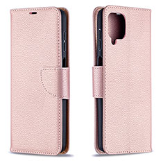 Custodia Portafoglio In Pelle Cover con Supporto B06F per Samsung Galaxy A12 5G Oro Rosa