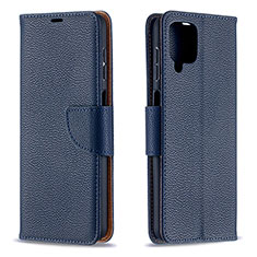 Custodia Portafoglio In Pelle Cover con Supporto B06F per Samsung Galaxy A12 Blu