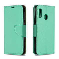 Custodia Portafoglio In Pelle Cover con Supporto B06F per Samsung Galaxy A20e Verde