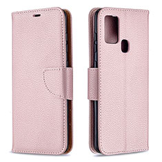 Custodia Portafoglio In Pelle Cover con Supporto B06F per Samsung Galaxy A21s Oro Rosa