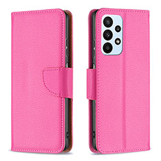 Custodia Portafoglio In Pelle Cover con Supporto B06F per Samsung Galaxy A23 4G Rosa Caldo