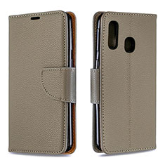 Custodia Portafoglio In Pelle Cover con Supporto B06F per Samsung Galaxy A40 Grigio