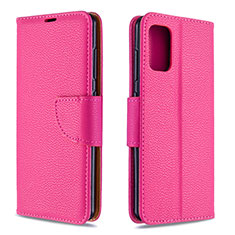 Custodia Portafoglio In Pelle Cover con Supporto B06F per Samsung Galaxy A41 Rosa Caldo