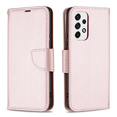 Custodia Portafoglio In Pelle Cover con Supporto B06F per Samsung Galaxy A53 5G Oro Rosa