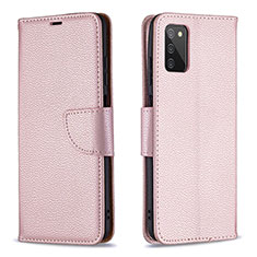 Custodia Portafoglio In Pelle Cover con Supporto B06F per Samsung Galaxy F02S SM-E025F Oro Rosa