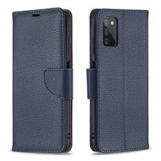 Custodia Portafoglio In Pelle Cover con Supporto B06F per Samsung Galaxy M02s Blu