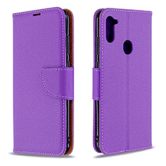 Custodia Portafoglio In Pelle Cover con Supporto B06F per Samsung Galaxy M11 Viola