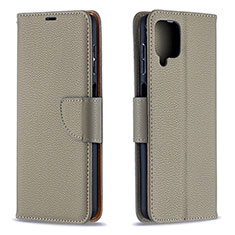 Custodia Portafoglio In Pelle Cover con Supporto B06F per Samsung Galaxy M12 Grigio