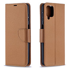 Custodia Portafoglio In Pelle Cover con Supporto B06F per Samsung Galaxy M12 Marrone