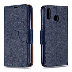 Custodia Portafoglio In Pelle Cover con Supporto B06F per Samsung Galaxy M20 Blu