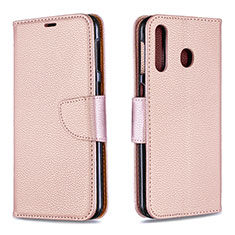 Custodia Portafoglio In Pelle Cover con Supporto B06F per Samsung Galaxy M30 Oro Rosa