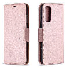 Custodia Portafoglio In Pelle Cover con Supporto B06F per Samsung Galaxy S20 FE 4G Oro Rosa