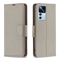 Custodia Portafoglio In Pelle Cover con Supporto B06F per Xiaomi Mi 12T Pro 5G Grigio