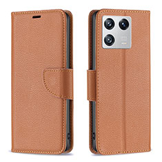 Custodia Portafoglio In Pelle Cover con Supporto B06F per Xiaomi Mi 13 5G Marrone