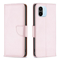 Custodia Portafoglio In Pelle Cover con Supporto B06F per Xiaomi Poco C51 Oro Rosa