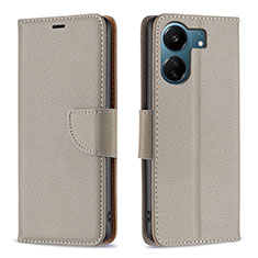 Custodia Portafoglio In Pelle Cover con Supporto B06F per Xiaomi Poco C65 Grigio