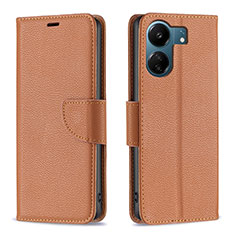 Custodia Portafoglio In Pelle Cover con Supporto B06F per Xiaomi Poco C65 Marrone