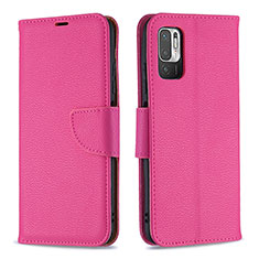 Custodia Portafoglio In Pelle Cover con Supporto B06F per Xiaomi POCO M3 Pro 5G Rosa Caldo