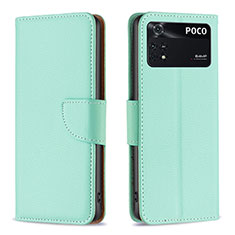 Custodia Portafoglio In Pelle Cover con Supporto B06F per Xiaomi Poco M4 Pro 4G Verde