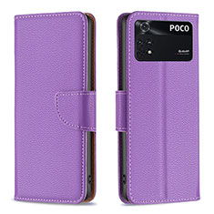 Custodia Portafoglio In Pelle Cover con Supporto B06F per Xiaomi Poco M4 Pro 4G Viola