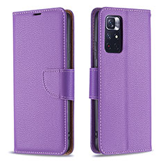 Custodia Portafoglio In Pelle Cover con Supporto B06F per Xiaomi Poco M4 Pro 5G Viola