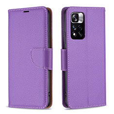 Custodia Portafoglio In Pelle Cover con Supporto B06F per Xiaomi Poco X4 NFC Viola