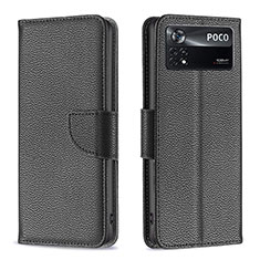 Custodia Portafoglio In Pelle Cover con Supporto B06F per Xiaomi Poco X4 Pro 5G Nero