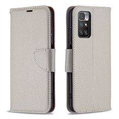 Custodia Portafoglio In Pelle Cover con Supporto B06F per Xiaomi Redmi 10 (2022) Grigio