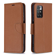 Custodia Portafoglio In Pelle Cover con Supporto B06F per Xiaomi Redmi 10 (2022) Marrone