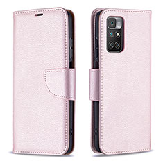 Custodia Portafoglio In Pelle Cover con Supporto B06F per Xiaomi Redmi 10 (2022) Oro Rosa