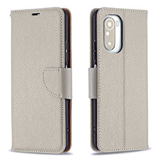 Custodia Portafoglio In Pelle Cover con Supporto B06F per Xiaomi Redmi K40 5G Grigio