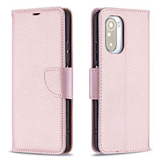 Custodia Portafoglio In Pelle Cover con Supporto B06F per Xiaomi Redmi K40 5G Oro Rosa