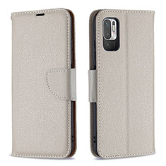 Custodia Portafoglio In Pelle Cover con Supporto B06F per Xiaomi Redmi Note 10 5G Grigio