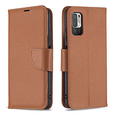 Custodia Portafoglio In Pelle Cover con Supporto B06F per Xiaomi Redmi Note 10 5G Marrone