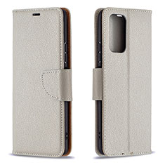 Custodia Portafoglio In Pelle Cover con Supporto B06F per Xiaomi Redmi Note 10 Pro Max Grigio