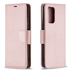 Custodia Portafoglio In Pelle Cover con Supporto B06F per Xiaomi Redmi Note 10 Pro Max Oro Rosa