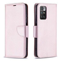 Custodia Portafoglio In Pelle Cover con Supporto B06F per Xiaomi Redmi Note 11 4G (2021) Oro Rosa