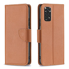 Custodia Portafoglio In Pelle Cover con Supporto B06F per Xiaomi Redmi Note 11 4G (2022) Marrone